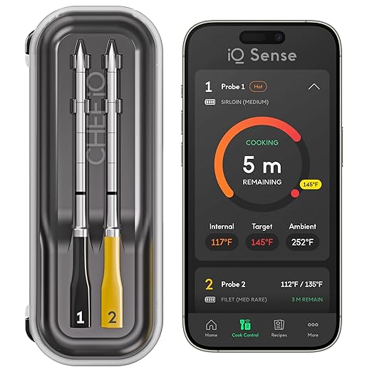 CHEF iQ Sense [2025 Model] | Smart Wireless Meat Thermometer | 2 Ultra-Thin Probes | WiFi Unlimited