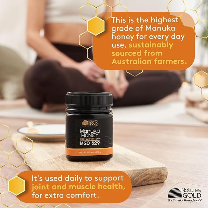 Nature’s Gold Raw Manuka Honey, MGO 829+ | Authentic MGO, Australian Honey, Non-GMO, 100% Pure