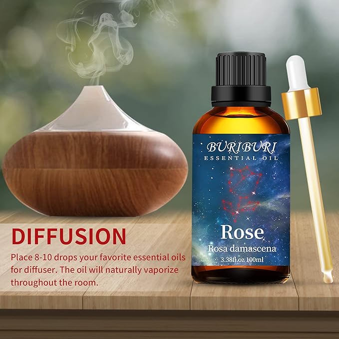 BURIBURI Rose Essential Oil 100ML Gifts Set 100% Pure Natural Undiluted Aromatherapy Rose Oil