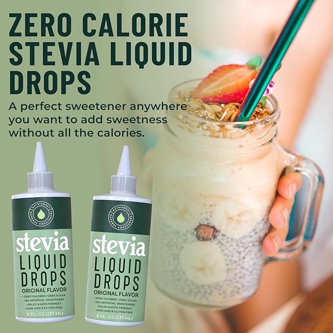 Stevia Liquid Drops, 8 Fl oz, 1823 Servings, Pure Concentrated Drops with Zero Calories & Zero