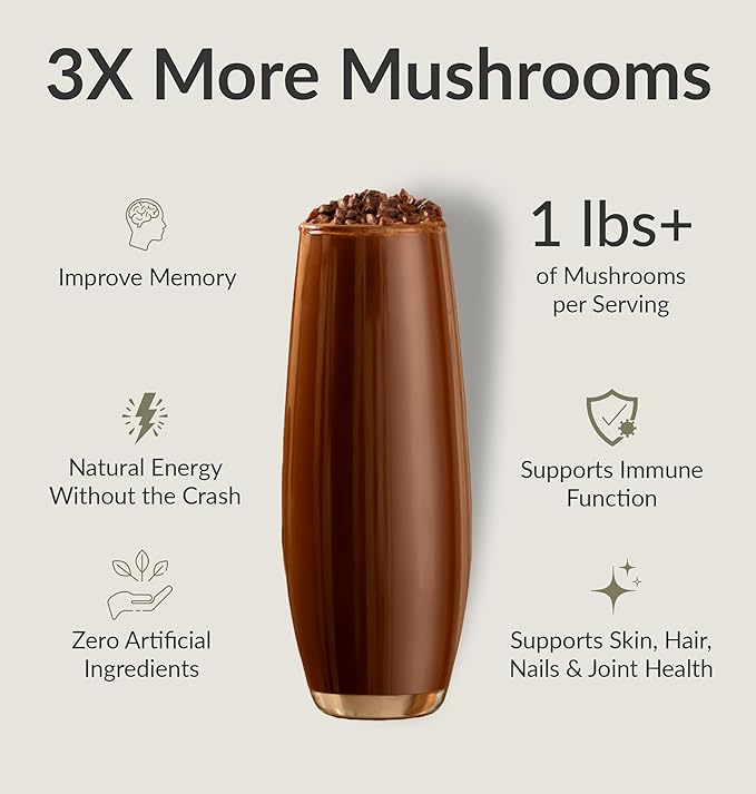BIOptimizers Mushroom Coffee Alternative ??Chocolate Drink ??Lion?™s Mane, Chaga, Reishi + Collagen