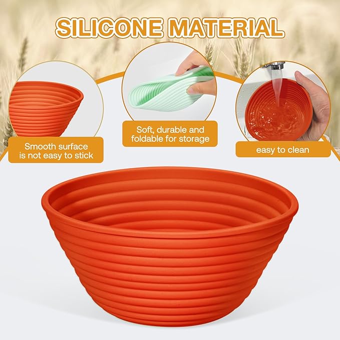 Silicone Banneton, Sourdough Bread Baskets (Set of 6, 5 Inch), Round Proofing Bread Bowls with