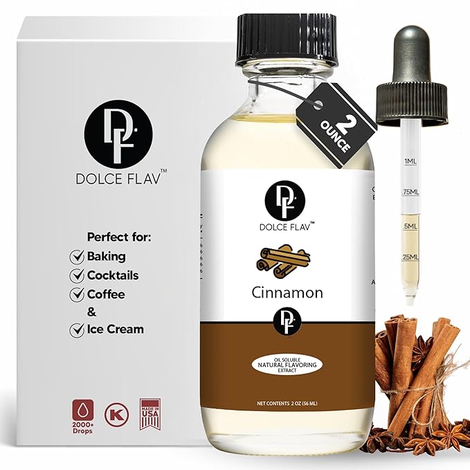 Dolce Flav Natural Cinnamon Extract Oil 2 oz ??Kosher, Sugar-Free, Concentrated Spice Flavor for