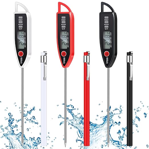 3 Set Waterproof Food Thermometer for Water, Liquid, Candle and Cooking Digital Meat Thermometer