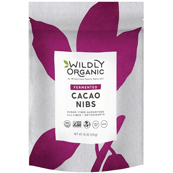 Wildly Organic Fermented Cacao Nibs 16 Oz, 1 lb Bag - Organic, Non-Alkalized, Minimally Processed