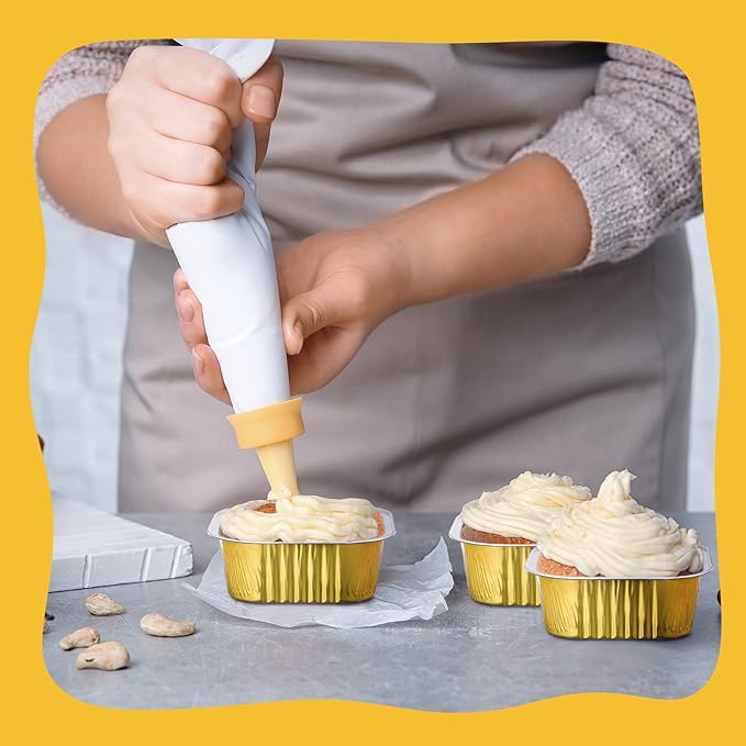 Aoriher 150 Pieces 10 oz Mini Cake Pans with Lids Aluminum Foil Baking Cups Square Disposable 4" x