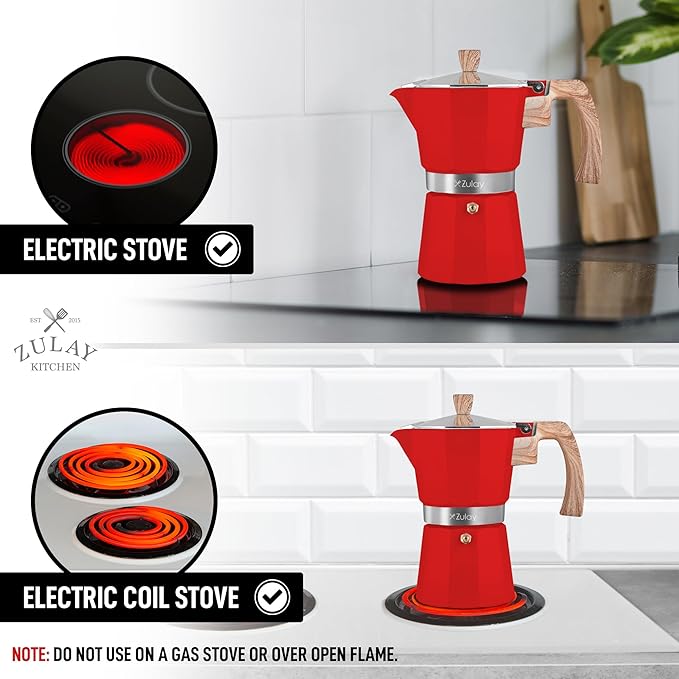 Zulay Kitchen Stovetop Espresso Maker - Moka Pot 6 Espresso Cups - Percolator Coffee Maker for