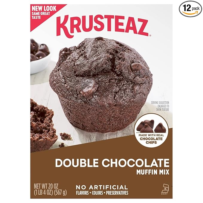 Krusteaz Muffin Mix, Double Chocolate Muffin Mix, Made with Real Chocolate Chips & No Artificial