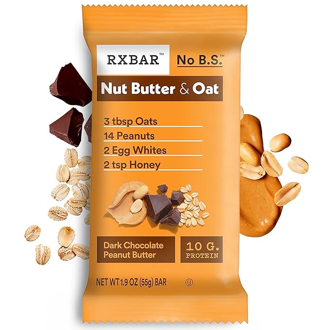 RXBAR Nut Butter and Oat Protein Bars, Protein Snacks, Snack Bars, Dark Chocolate Peanut Butter
