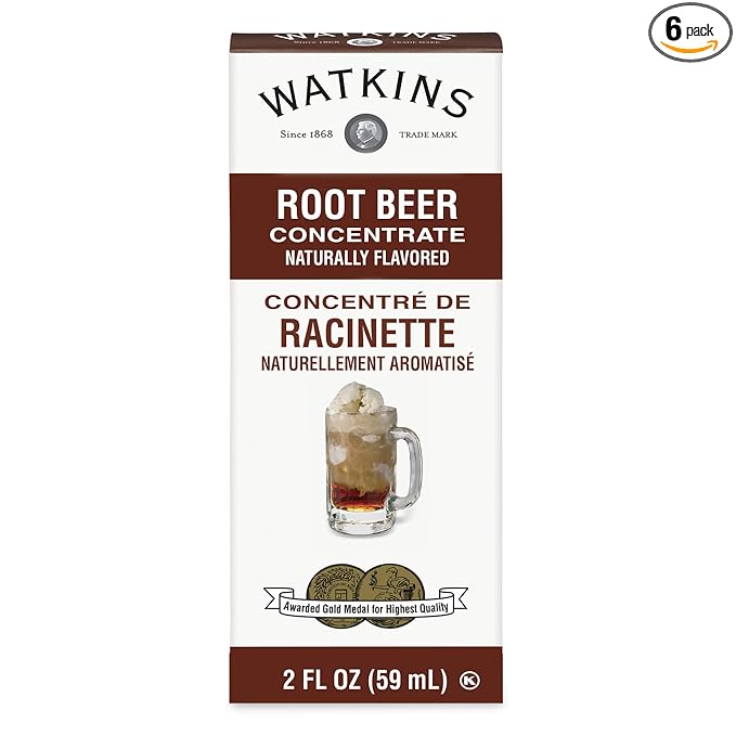 Watkins Root Beer Concentrate, 2 oz. Bottles, Pack of 6 (Packaging May Vary)