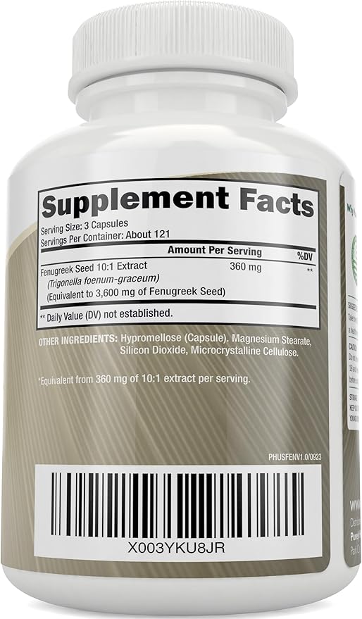 Purely Holistic Fenugreek Capsules 3600mg - 365 Vegan Capsules - Lactation Supplement - from