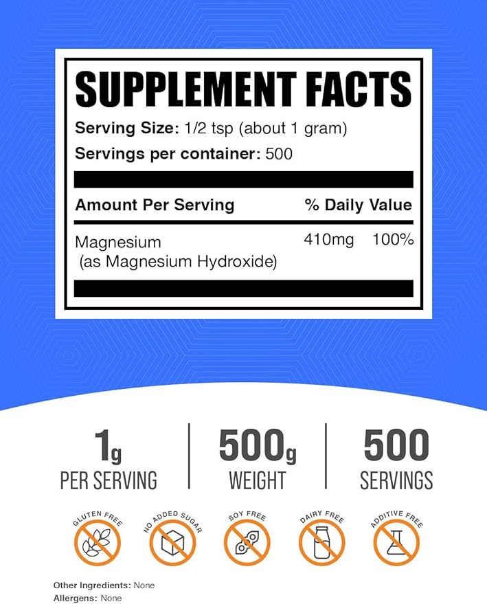BulkSupplements.com Magnesium Hydroxide Powder - Magnesium Hydroxide Supplement - Food Grade &