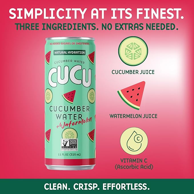 CUCU Cucumber Water + Watermelon Water ??Natural Hydration from Cucumbers with Vitamin C