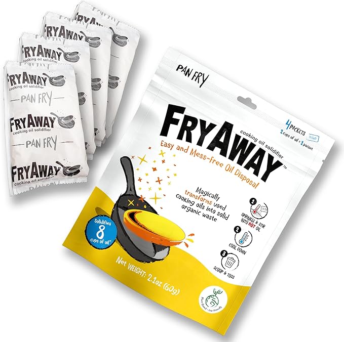 FryAway Cooking Oil Solidifier, Vegetable/Canola Oil Hardener for Easy Disposal, Natural Oils