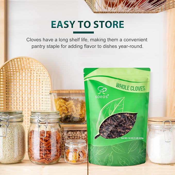 Soeos Whole Cloves 16 Ounce Bulk, Premium Quality Fresh Hand Picked Cloves Whole, Great for Foods
