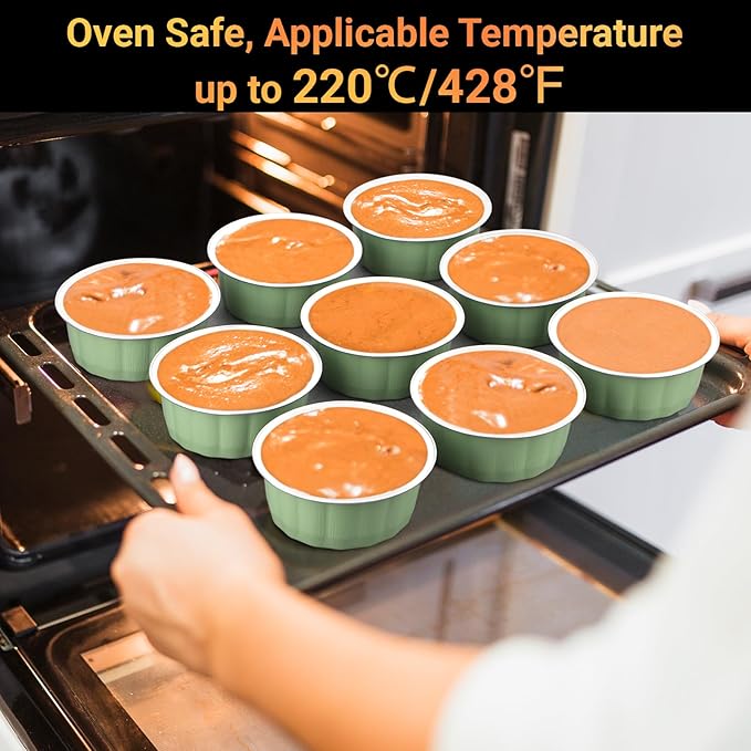 Beasea 8oz Aluminum Ramekins, 100 Pack 3.9" Disposable Baking Foil Cups Mini Ramekin Cup Cupcake