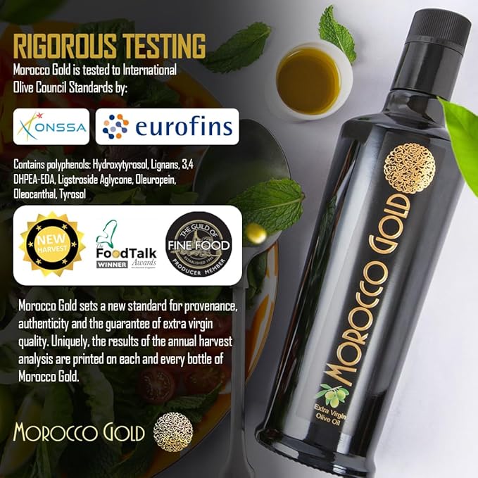 Morocco Gold Single Estate Extra Virgin Olive Oil, Unfiltered, Unblended, High in Polyphenols, Pure