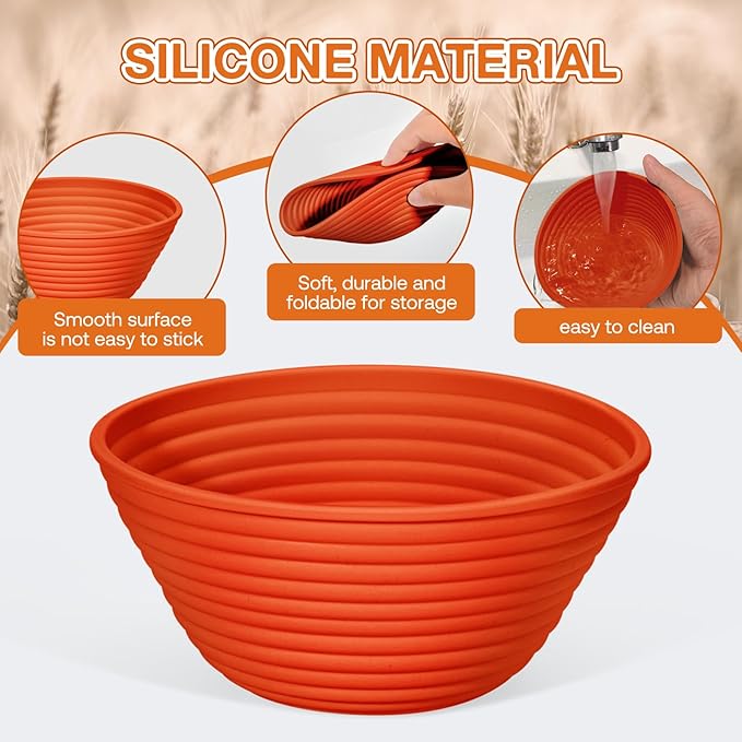 Silicone Banneton, Sourdough Bread Baskets (Set of 6, 5 Inch), Round Proofing Bread Bowls with