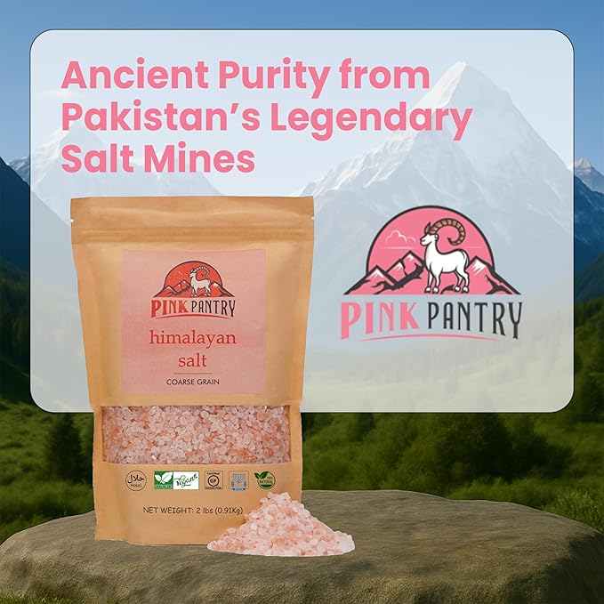 Pink Pantry Himalayan Pink Salt, 100% Pure Himalayan Salt, Non-GMO, Kosher Certified, No Additives