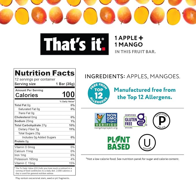 That's it. Variety Pack 100% Natural Real Fruit Bar, Best High Fiber Vegan, Gluten Free Healthy