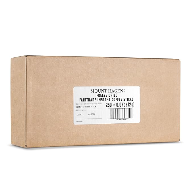 Mount Hagen 250 Count Single Serve Instant Coffee Packets - Bulk Pack | Eco-friendly, Organic