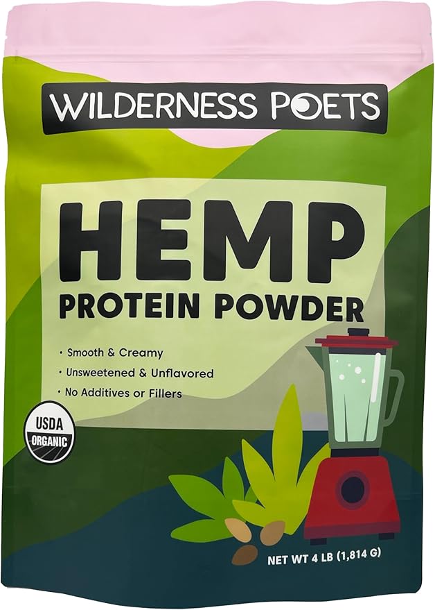 Wilderness Poets, Cold Pressed Organic Hemp Protein Powder (64 Ounce - 4 Pound)