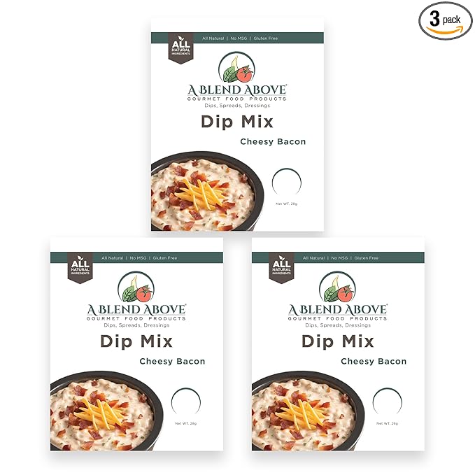 A Blend Above Cheesy Bacon Dip Mix, 3 Packs, 1 oz. Each, Makes 16 Ounces, Gluten-Free, No MSG, All