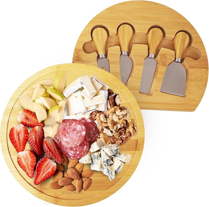 ROYALHOUSE Personalized Cheese Board, Custom Bamboo Engraved Customized Gifts Bridal Shower Gifts