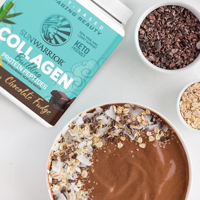 Sunwarrior Vegan Collagen Building Powder Protein Peptide with Biotin Vitamin C Hyaluronic Acid for