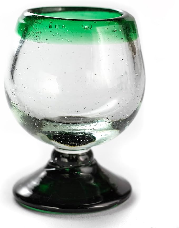 Authentic Mexican Tequila Hand Blown Shot Glasses - Set of 4-2 oz - Mini Glass Snifters - Heavy