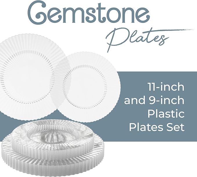 Exquisite 80 Piece Plastic Disposable Plates Set For 40 Guests I 20 X 9 Inch & 40 X 11 Inch