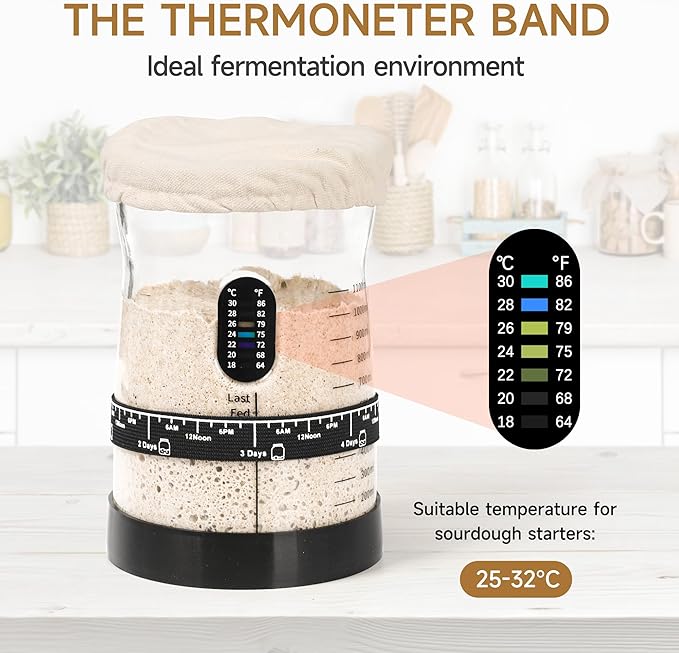 Sourdough Starter Kit -50 Oz Wide Bore and Large Capacity Sourdough Starter Jar- Perfect Sourdough