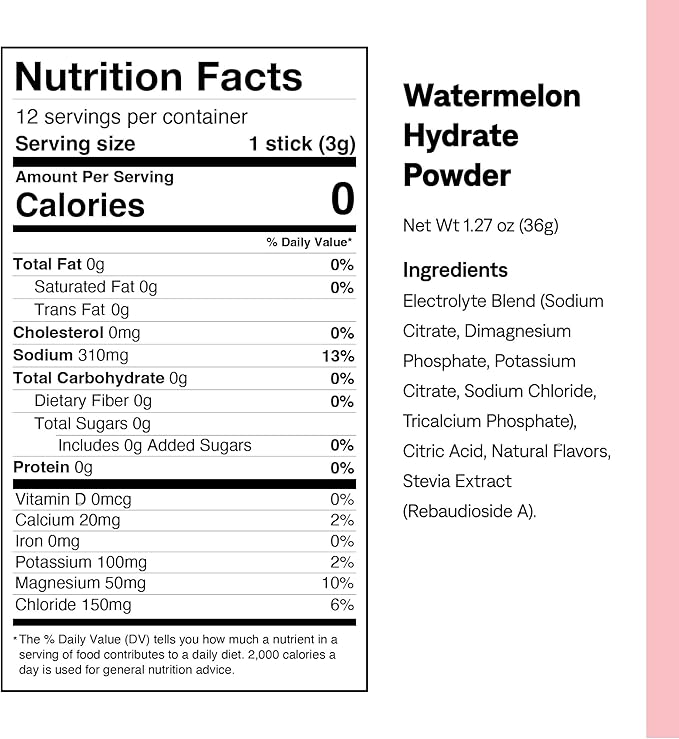 UCAN Hydrate Electrolyte Drink Mix (Watermelon, 12 Stickpacks) Sugar-Free, Keto-Friendly, Vegan