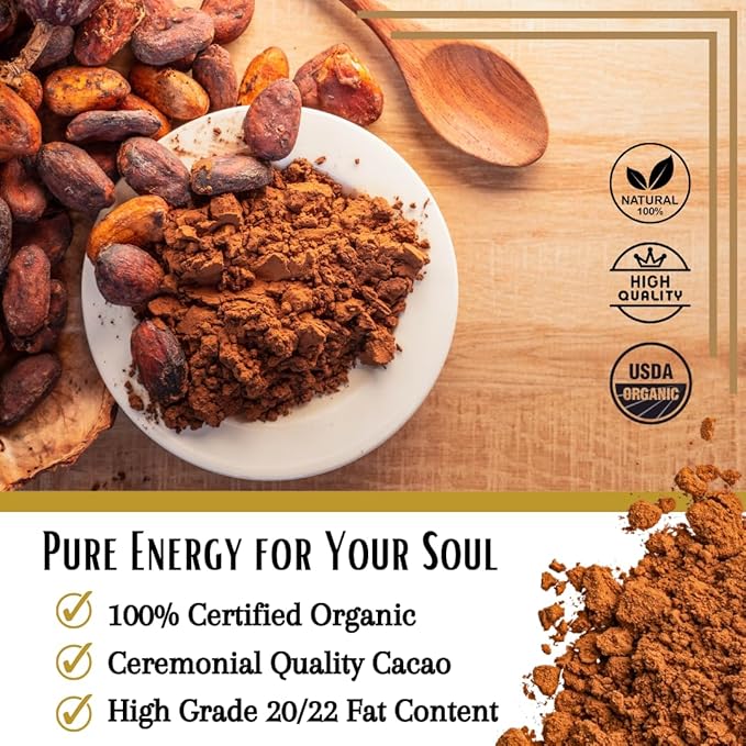 Ohm Raw Cacao Powder Organic Pure Unsweetened | Natural Source of Magnesium & Iron | Organic