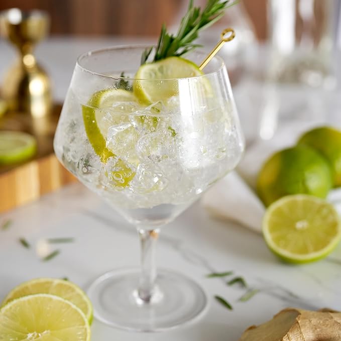 Viski Raye Angled Stemmed Gin and Tonic Glasses Set of 2 - Premium Crystal Clear Cocktail Gin