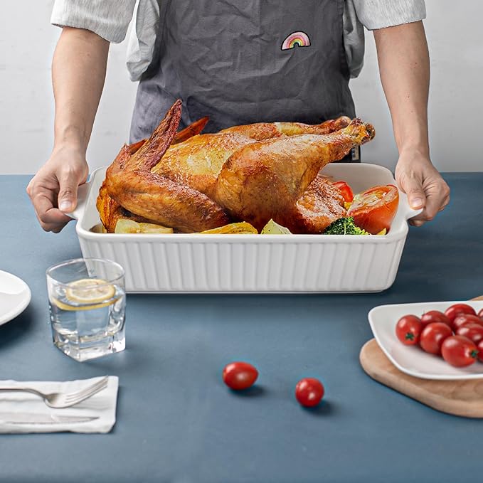 Casserole Dishes for Oven 9x13,2 Pack Ceramic Baking Dish Large & Deep,4.2 QT Casserole Dish Set