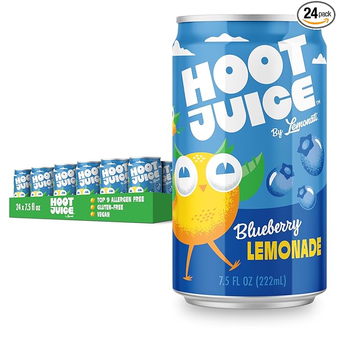 Hoot Juice Blueberry Lemonade By Lemonati, No Artificial Sweeteners or Flavors, Gluten-Free