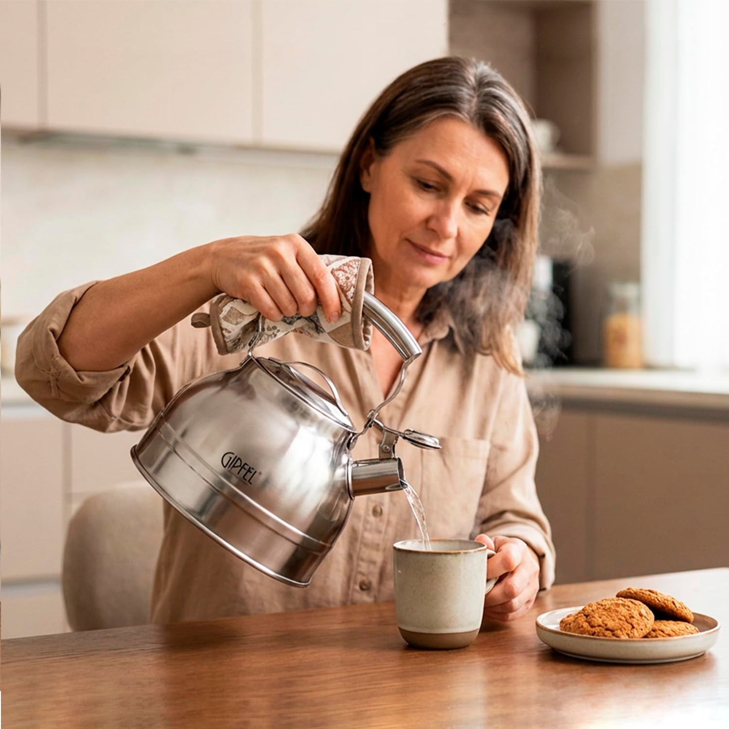 GIPFEL INTERNATIONAL Whistling Tea Kettle Stovetop - Food Grade Stainless Steel Teapot for Stove
