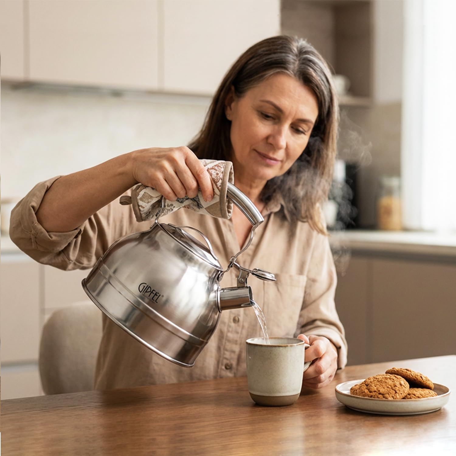 GIPFEL INTERNATIONAL Whistling Tea Kettle Stovetop - Food Grade Stainless Steel Teapot for Stove