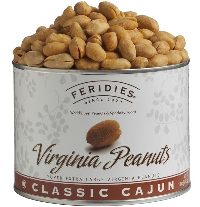 FERIDIES Cajun Virginia Peanuts, Super Extra Large, Spicy Snacks with Secret Seasoning, Gluten