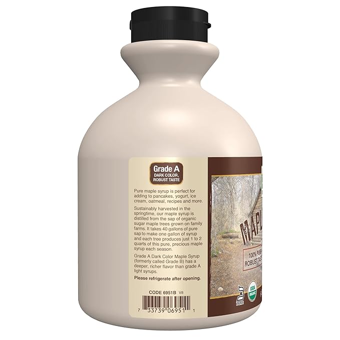 NOW Foods, Certified Organic Maple Syrup, Grade A Dark Color, Certified Non-GMO, Pure, Robust