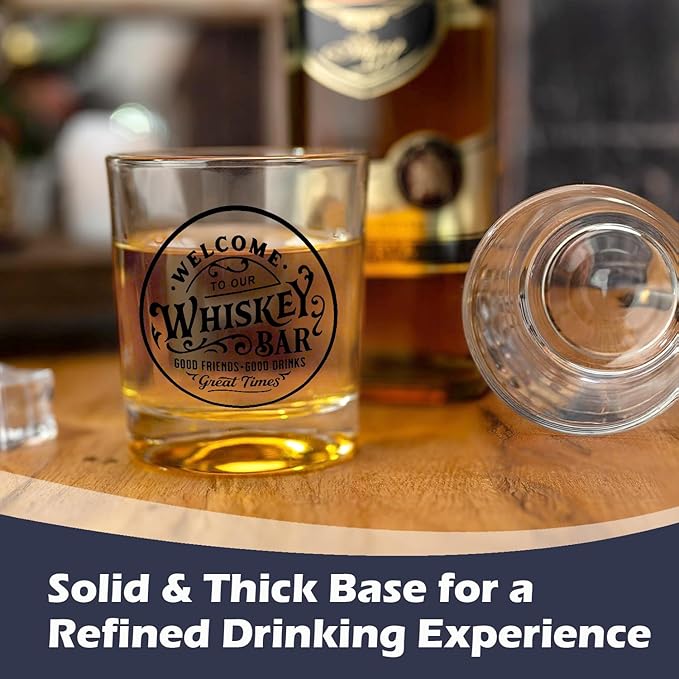Whiskey Bar Glasses 10 oz, Whiskey Lovers Gifts, Whisky Gifts Old Fashioned Rocks Glasses for Women
