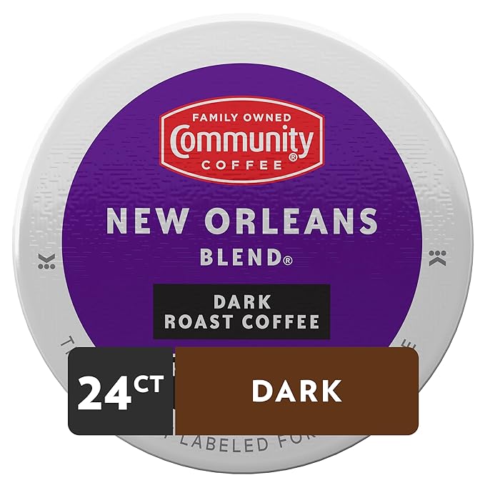 Community Coffee New Orleans Blend 24 Count Coffee Pods, Special Dark Roast, Compatible with Keurig