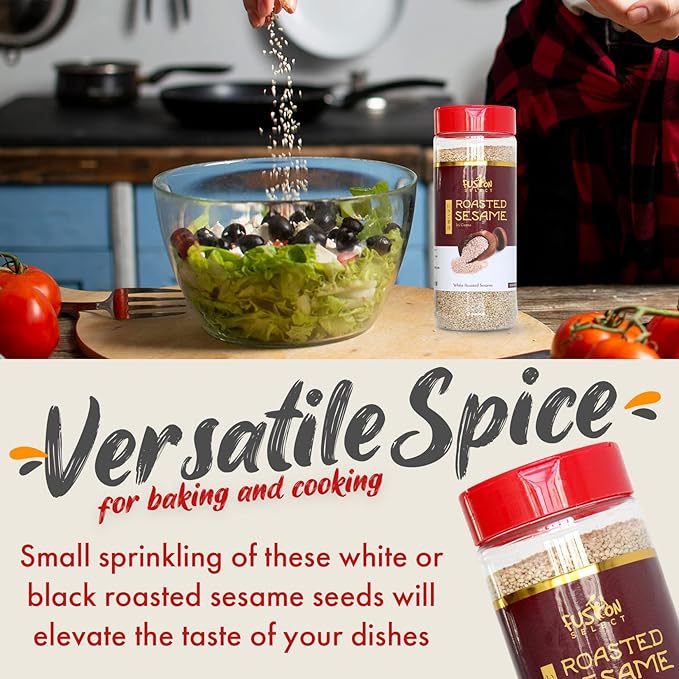 Fusion Select Roasted Black Sesame Seeds - Natural Toasted Sesame Seeds - Crispy, Crunchy, Nutty