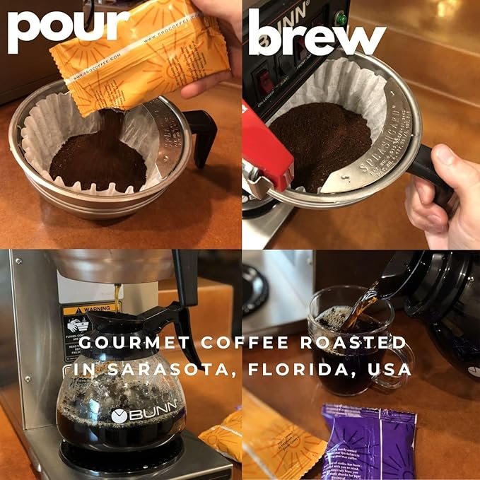 Sarasota Coffee Ground Packets | Colombian Medium Roast | Bulk Packs | Gourmet Columbian Low Acid