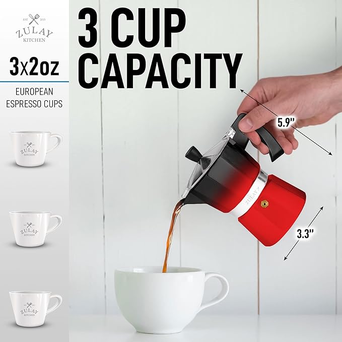 Zulay Classic Stovetop Espresso Maker for Great Flavored Strong Espresso, Classic Italian Style 3