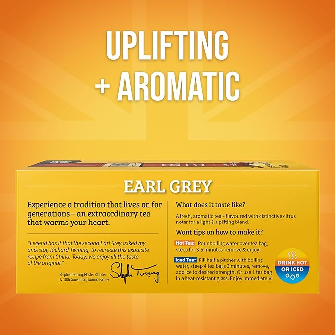 Twinings Earl Grey Black Tea Individually Wrapped Bags, 100 Count (Pack of 1), Flavoured with