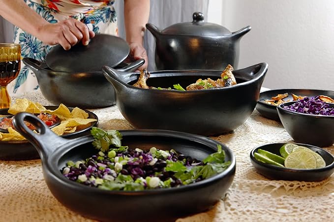 Authentic Chamba Casserole - Elegant Handmade Black Clay Cooking Pot with Cover - Perfect for