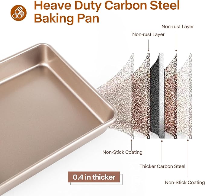 Deep Baking Pans Set, 3-Pieces Rectangle Cake Pan, Nonstick Roasting Pans Set for Thanksgiving