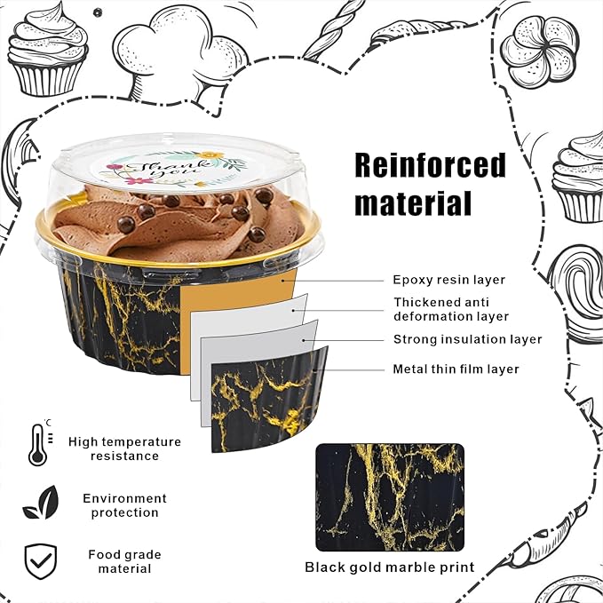 100 PCS Mini Cake Pans with Lids and 100 PCS Spoons,Aluminium Foil Baking Cups, 5 oz Disposable